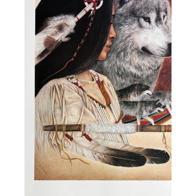 1991 Nancy Wood Taber "WOLF SONG" Signed Numbered Native American Print w/ COA This product is a limited edition print...