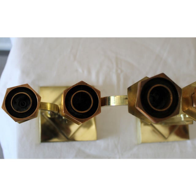 Art Deco 3-Armed Candlesticks in Brass, 1920s, Set of 2, in Good conditions. Designed 1920 to 1949