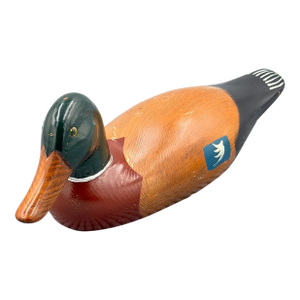 Vintage Hand-Carved Hand-Painted Wooden Mallard Duck Decoy Folk Art Lodge Decor