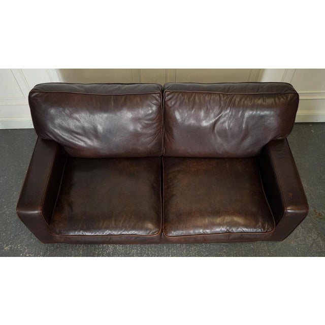 Animal Skin Vintage Brown Leather Two to Three Seater Sofa For Sale - Image 7 of 16