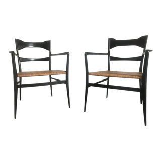 1960s Vintage Italian Gio Ponti's Manufacturing Company's Chairs- a Pair For Sale