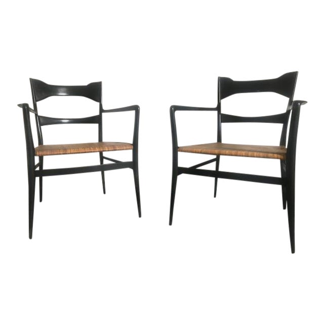 1960s Vintage Italian Gio Ponti's Manufacturing Company's Chairs- a Pair For Sale