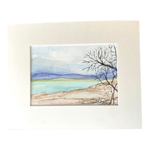 Impressionistic Landscape Lake Watercolor Painting by Sandra Wright