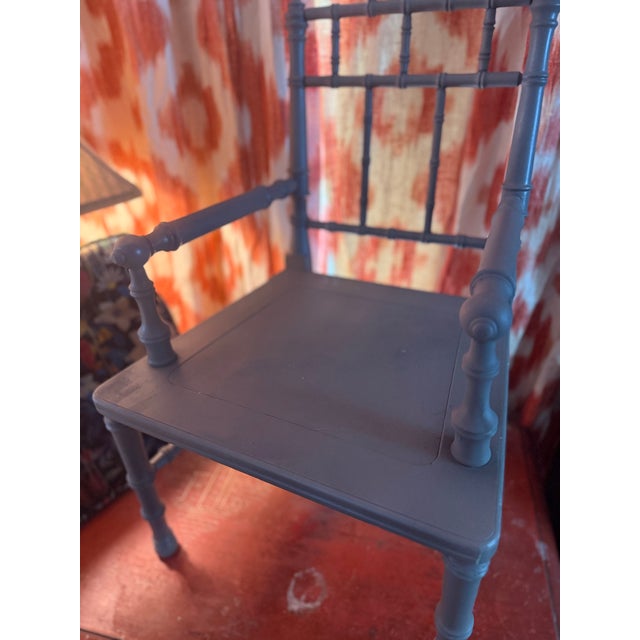 Arts & Crafts Arts and Crafts Style Faux Bamboo Child’s Chair. Liberty of London Fabric Cushion For Sale - Image 3 of 8