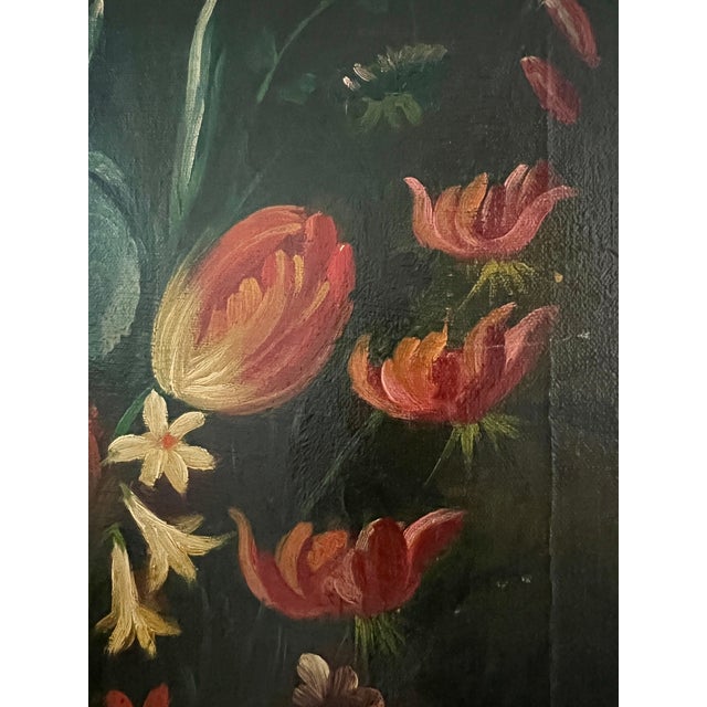 Continental Still LifSStill Life Oil Painting of a Bouquet of Flowers on Canvas by P Bouchet, Framed, 20th. Century For Sale - Image 4 of 8