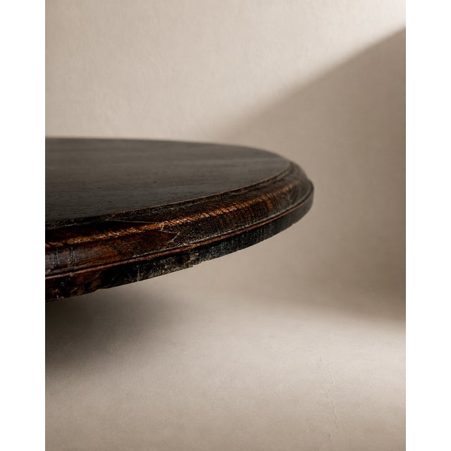 Antique French Industrial Oak Wine Press Screw Pedestal Side Table attributed to Charles Dudouyt, 1940 For Sale - Image 6 of 9