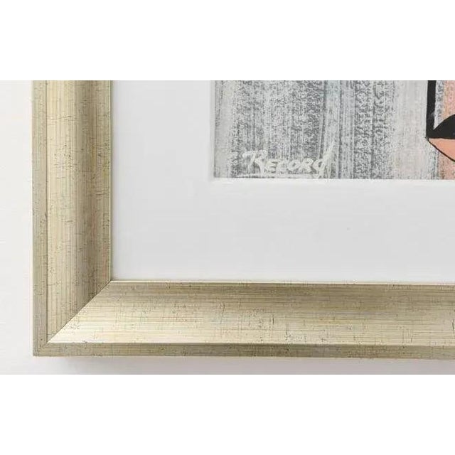 This handsome, Mid-Century Modern, Cubist pencil-pastel was created in the 1950s.by the artist "Record". Here the artist...