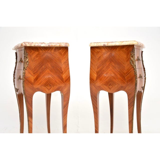 1900 - 1909 Antique French Marble Top Bedside Chests, 1900s, Set of 2 For Sale - Image 5 of 13