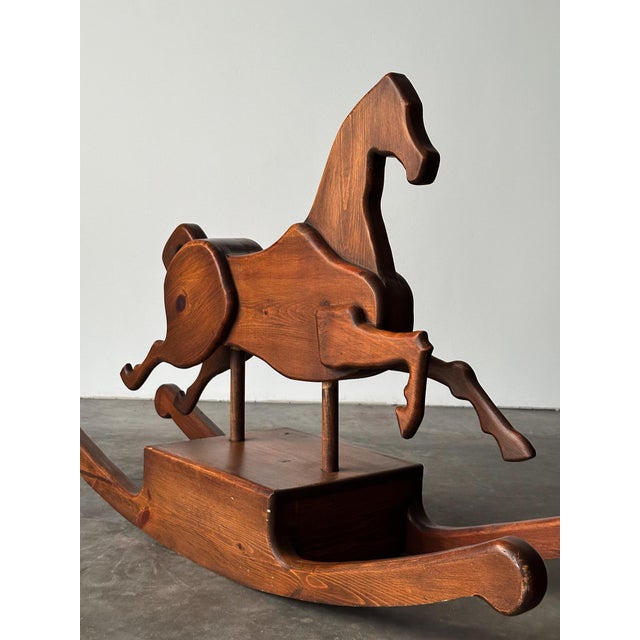 Handcrafted Mid 20th Century Sculptural Pine Rocking Horse For Sale - Image 17 of 18
