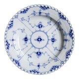 1920s Royal Copenhagen Blue Fluted Full Lace Dinner Plate No 1084 For Sale