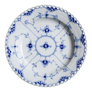 1920s Royal Copenhagen Blue Fluted Full Lace Dinner Plate No 1084