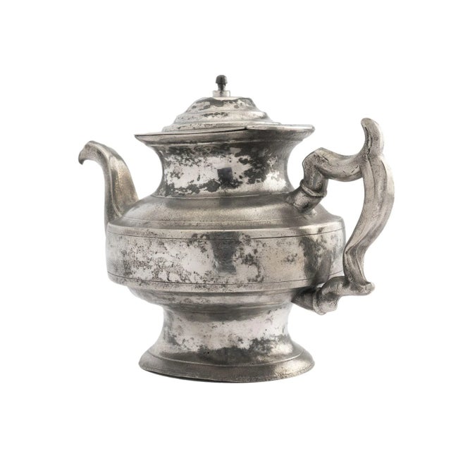 Silver American Pewter Tea Pot, 1820 For Sale - Image 8 of 13