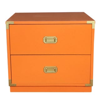 Campaign Style Orange End Table For Sale