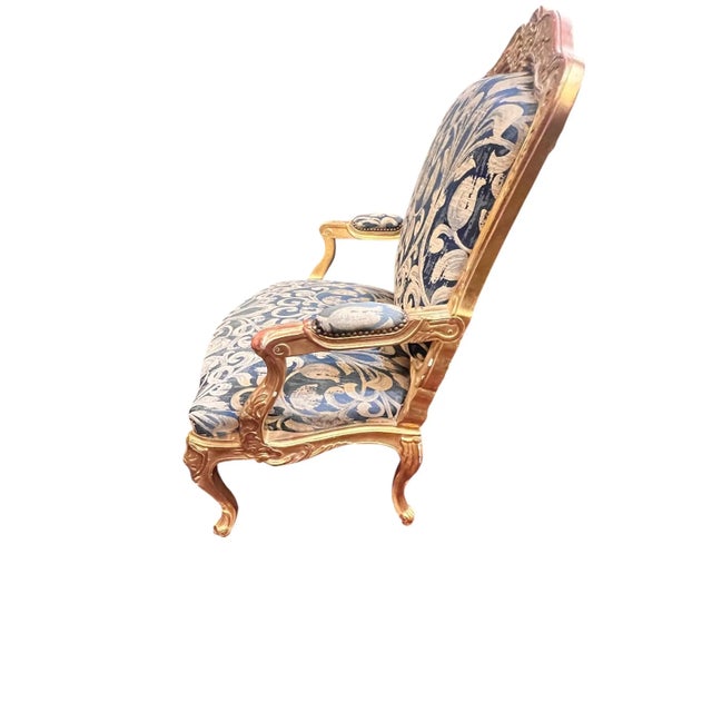 Mid 20th Century Pair of Louis XV Style Giltwood Fauteuil Chairs For Sale - Image 10 of 17
