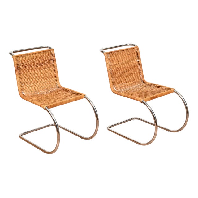 MR10 Rattan Chairs by Ludwig Mies Van Der Rohe for Knoll, 1960s, Set of 2 For Sale