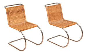 MR10 Rattan Chairs by Ludwig Mies Van Der Rohe for Knoll, 1960s, Set of 2