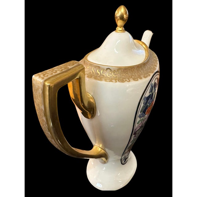 Lenox Lenox Belleek, Coffee Pot, Creamer, & Sugar, Artist Signed, 1889-1906 For Sale - Image 4 of 10