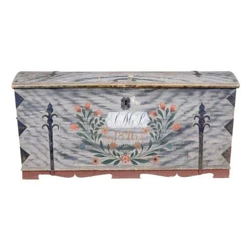 Mid 19th Century Swedish Hand Painted Dome Top Chest For Sale - Image 5 of 12