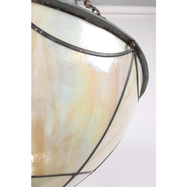 Mid 20th Century Arts & Crafts Iridescent Slag Glass Bowl Pendant Light For Sale In New York - Image 6 of 12