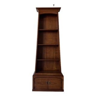 1980s Vintage Drexel Solid Wood Tall Bookshelf With Cabinet Storage For Sale