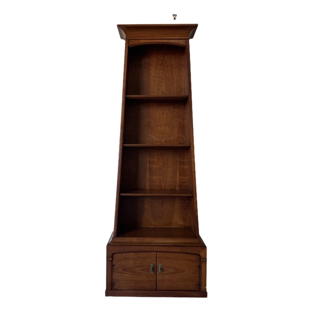 1980s Vintage Drexel Solid Wood Tall Bookshelf With Cabinet Storage/ Sold For Sale