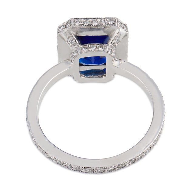 Gia 1.50 Carat No Heat Sapphire Diamond Platinum Engagement Ring, Size 3.25 For Sale In Los Angeles - Image 6 of 6