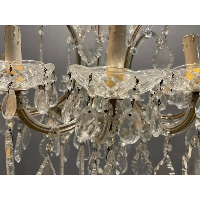 1950s Italian Large Crystal Murano Glass Chandelier, 1950s For Sale - Image 5 of 10