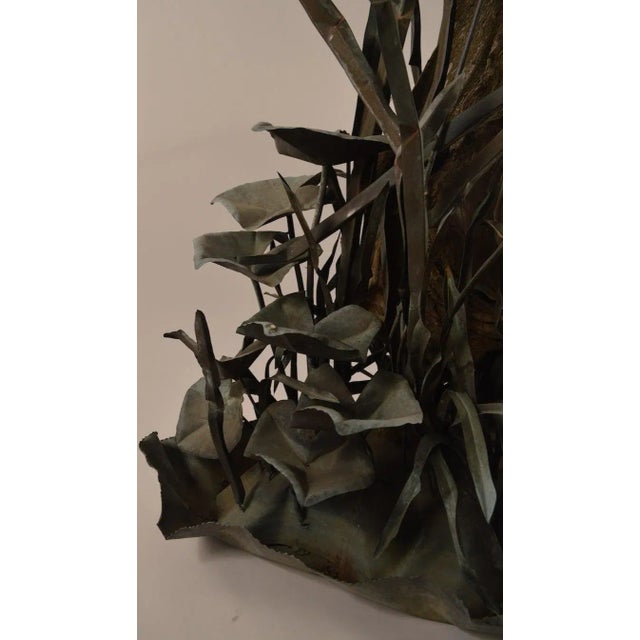 Wood Large Verdigris Copper Cattails and Driftwood Fountain For Sale - Image 7 of 11