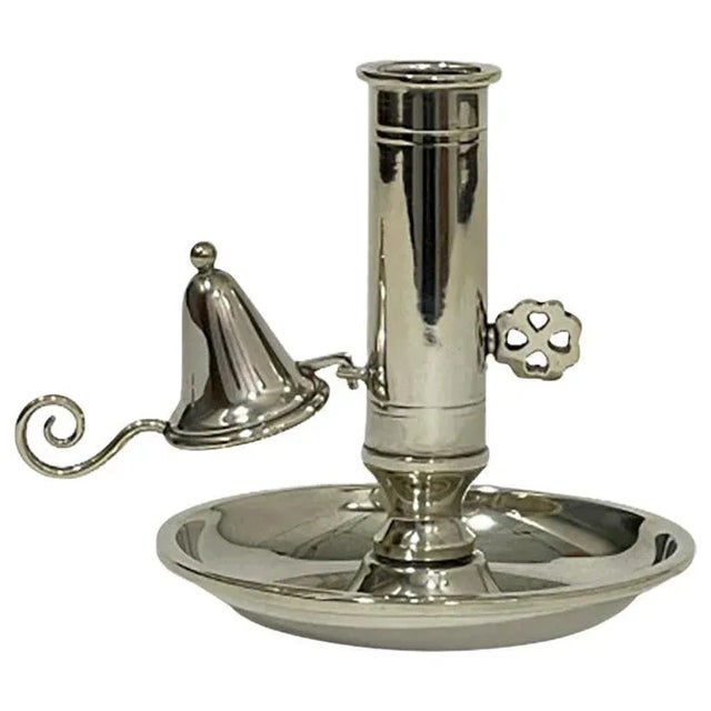 Metal Small Silver Chamber Candlestick For Sale - Image 7 of 7