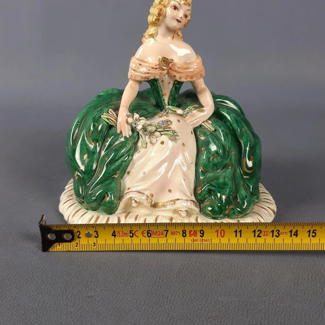 Hand-Painted Porcelain Sculpture of a Lady from Perdomello, Nove Bassano, 1940s-1950s For Sale - Image 10 of 12