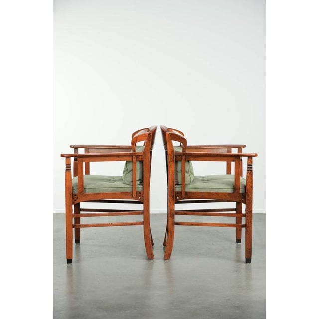 Art Nouveau Jugendstil Dining Chairs with Suede Upholstery from Schuitema, Set of 2 For Sale - Image 4 of 15