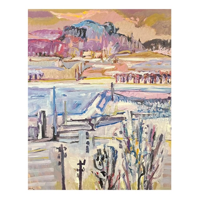 Jean Krille, Landscape 151, 1986, Oil on Masonite For Sale