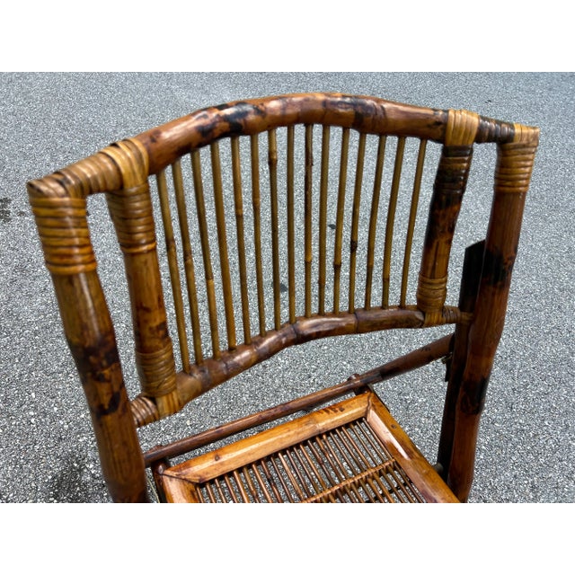 Vintage Tortoiseshell Bamboo Folding Chair 12 Available For Sale - Image 9 of 11
