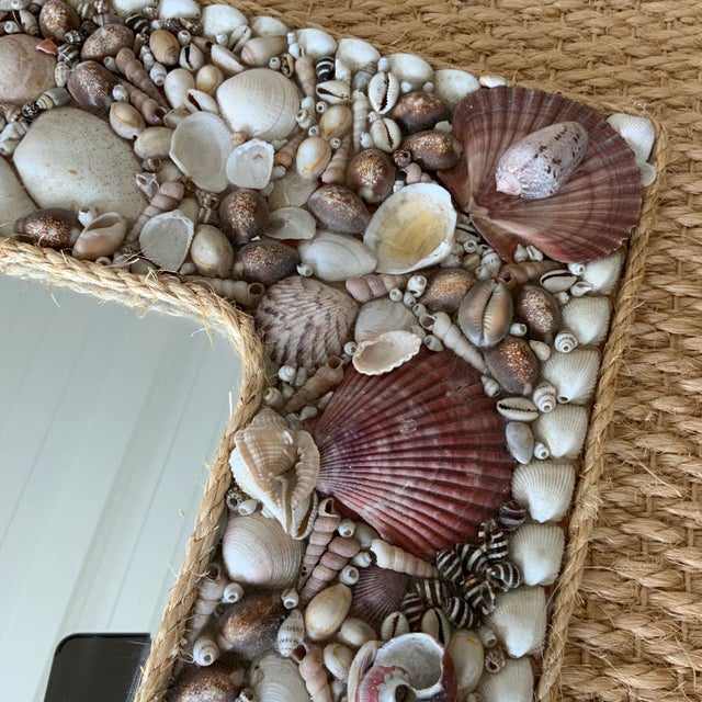 1960s Vintage Tony Duquette-Style Seashell Mirror With Rope Trim For Sale - Image 5 of 8