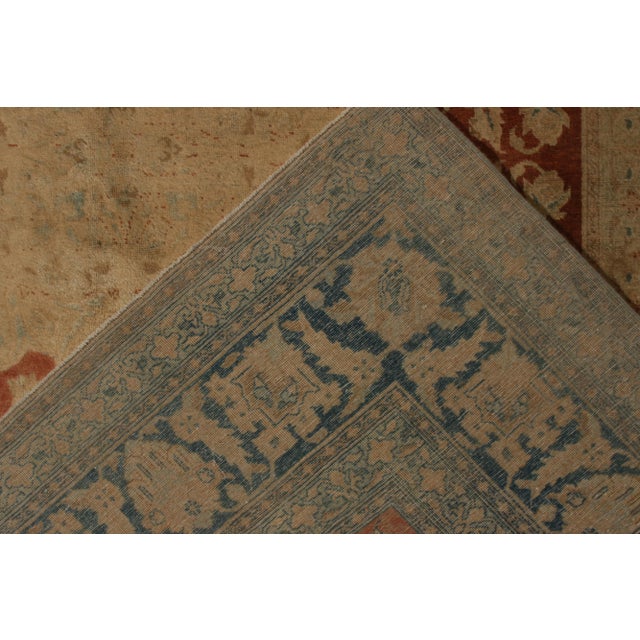 Textile Antique Persian Tabriz in an All Over Beige,Blue,Orange Medallion Pattern For Sale - Image 7 of 7