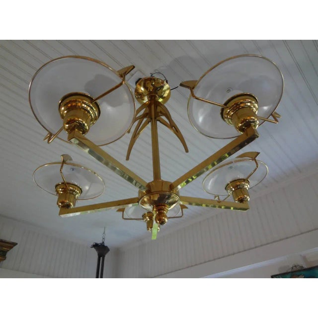 Mid-Century Modern Italian Mid-Century Modern Stilnovo Style Brass Chandelier For Sale - Image 3 of 9