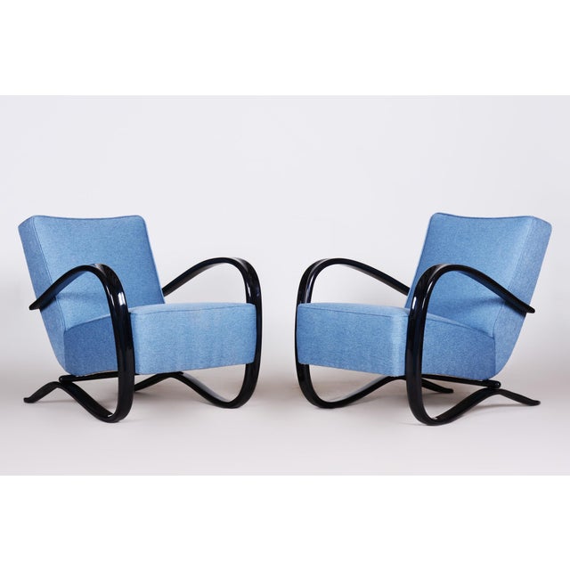Wood Art Deco Czechoslovakian Lounge Chairs in Beech by Jindřich Halabala for Up Závody, 1930s, Set of 2 For Sale - Image 7 of 18