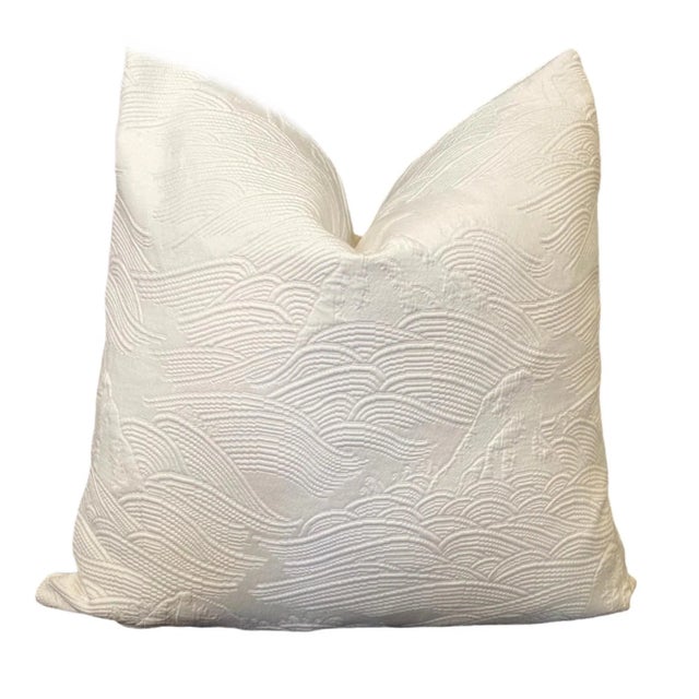 Japanese Rolling Hills Matelassae Down Filled Pillow For Sale - Image 3 of 3