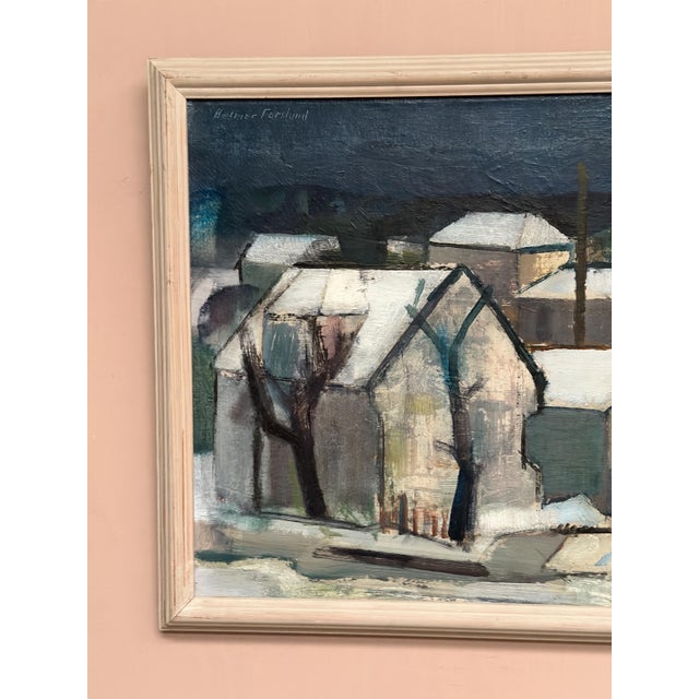 Helmer Forslund, Winter Night Over the City, 1950s, Oil on Canvas, Framed For Sale - Image 13 of 18