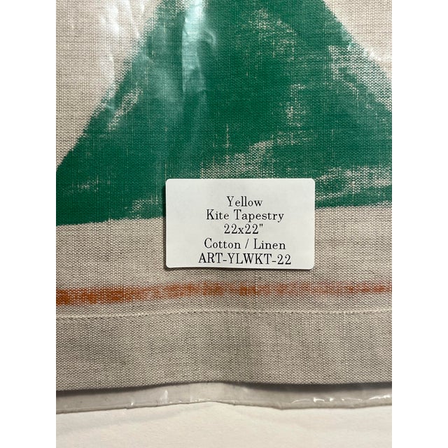 Textile Set of 4 John Robshaw Hand Painted Kite Tapestry Cotton/Linen Wall Art Decor For Sale - Image 7 of 11