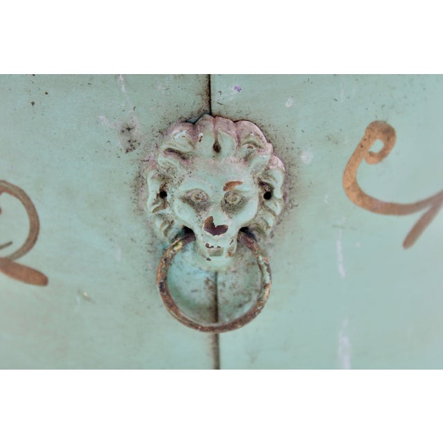 Mid 20th Century Vintage Teal Tole Cachepot Planter For Sale - Image 9 of 10