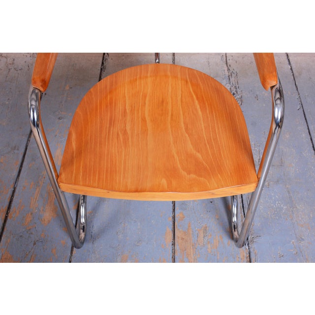 Brown Bauhaus Armchair in Beech by Ladislav Žák, 1930s For Sale - Image 8 of 12