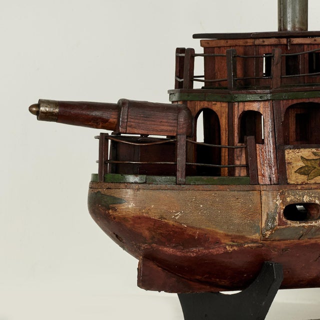 Antique Folk Art Boat Model For Sale - Image 14 of 15
