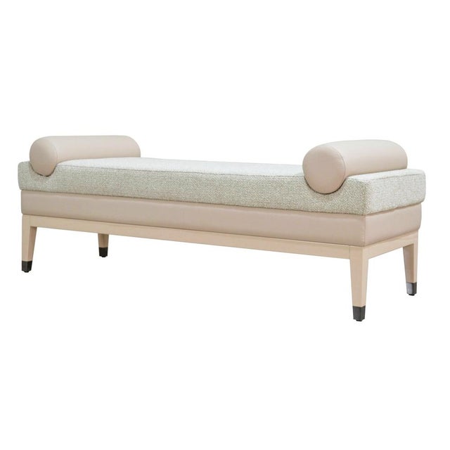 Italian Bench in Quinoa Fabric and Beige Leather from Kabinet For Sale - Image 10 of 10