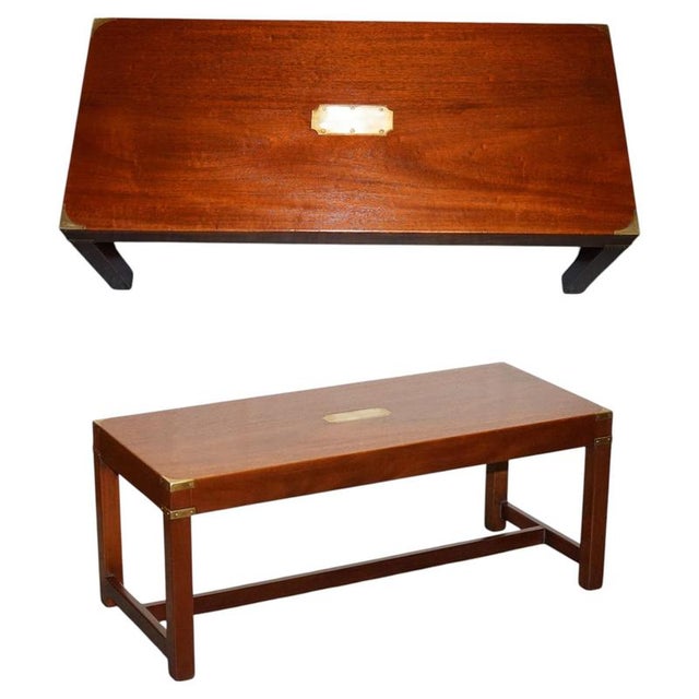 Vintage Reh Kennedy Military Campaign Coffee Table from Harrods London For Sale - Image 11 of 11