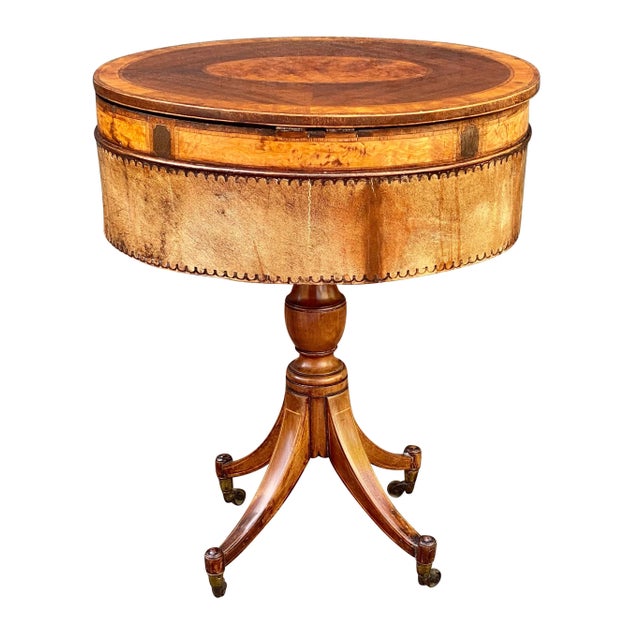 Antique Regency Mahogany & Satinwood Sewing Stand For Sale - Image 11 of 13