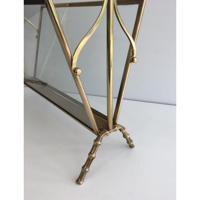 Brass 1940s Brass and faux bamboo magazine rack by Maison Baguès For Sale - Image 8 of 12