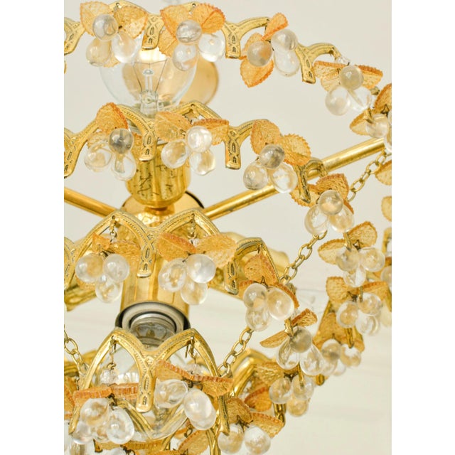 Orange Vintage Murano Glass and Gilt Metal 4-Light Fruit Chandelier, 1970s For Sale - Image 8 of 11