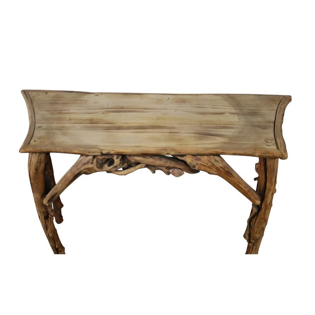 Wood Rustic Driftwood Serpentine Console, Mid-Late 20th Century For Sale - Image 7 of 7