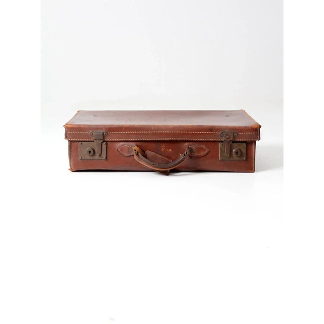 Antique Leather Suitcase For Sale - Image 11 of 11